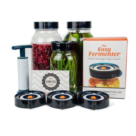 The Easy Fermenter Wide Mouth Fermenting Lids - 3 Pack + Pump