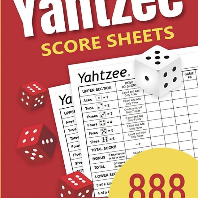 Yahtzee Score Sheets: 888 Yahtzee Score Sheets Large Print 8.5"x11" Games