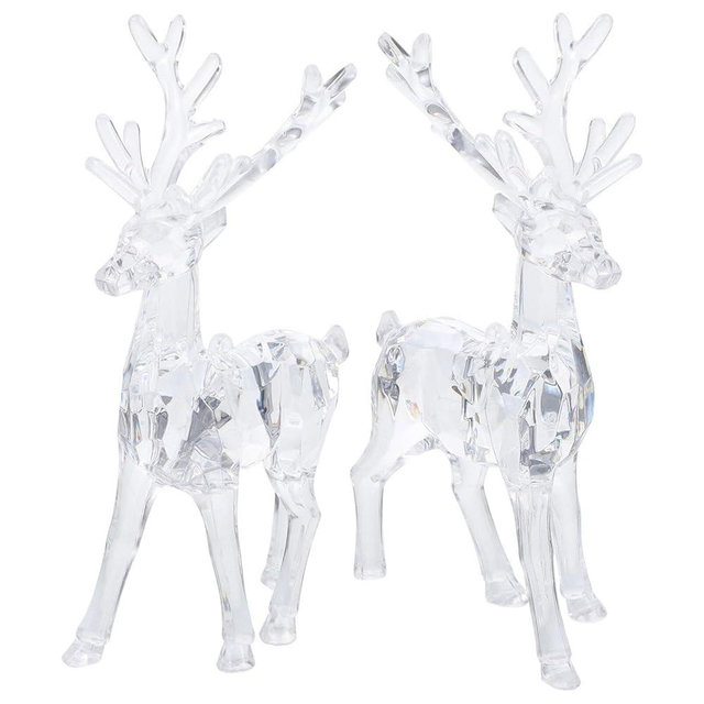 DEARMAMY 2pcs Acrylic Christmas Reindeer Ornaments Christmas Tree Reindeer Ornament Christmas Clear Elk Ornament Acrylic Reindeer Deer Figurine Christmas Decor Home Decor