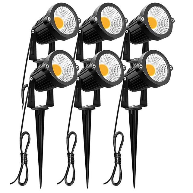 ZUCKEO 5W LED Landscape Spotlight 12V 24V Low Voltage Garden Light COB Outdoor Decorative Light Landscape Lights Low Voltage Lighting for Patio Garden Pathway Warm White (6 Pack）
