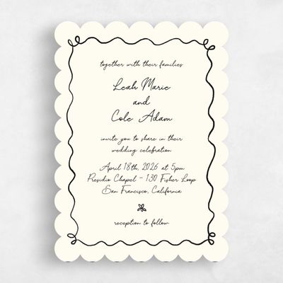 Yellow Scalloped Wedding Invitation - Nesso Portrait