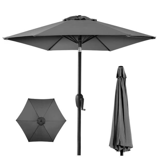 Best Choice Products 7.5ft Heavy-Duty Outdoor Market Patio Umbrella w/ Push Button Tilt, Easy Crank Lift, Gray