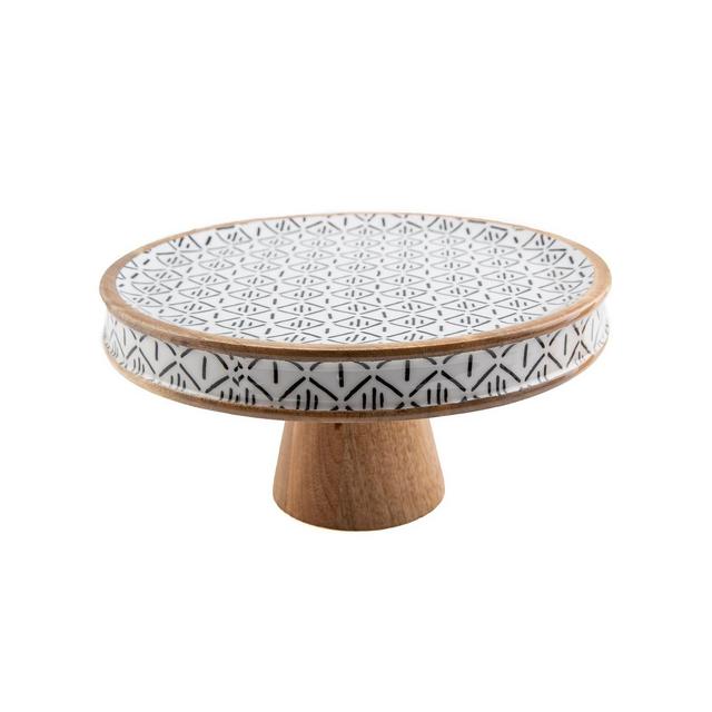 Thirstystone Modern Global Wood & Enamel Cake Stand