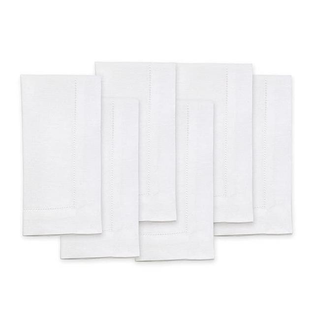 Solino Home Linen Dinner Napkins 20 x 20 Inch – 100% Pure Linen Fabric White Napkins for Spring, Summer, Mother Day – Handcrafted from European Flax and Machine Washable – Set of 6 Classic Hemstitch
