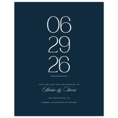 Deepest Teal, Blue Wedding Digital Save the Date - Grazio Portrait