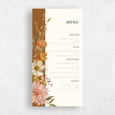 Dark Ochre, Brown Wedding Menu - Lysete
