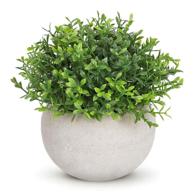 Lovmeety Fake Potted Plants, Artificial Topiary Shrubs Small Plants in Pot Indoor Decor Mini Greenery Potted Plant for Home Bathroom Office Room Desk Shelf Decor