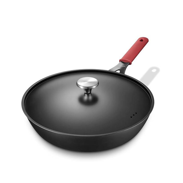 Yonida Carbon Steel Pan, 12 Inch Nonstick Frying Pan Skillet with Lid, Pre-Seasoned Carbon Steel Cookware with Removable Silicone Handle Holder, Indoor/Outdoor, Induction & Oven Safe