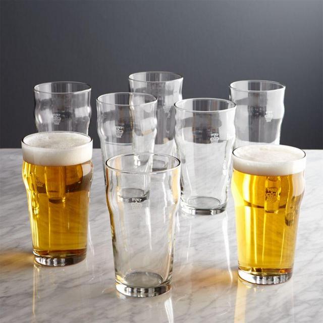 Pint Glass Tumblers with Crown, Set of 8