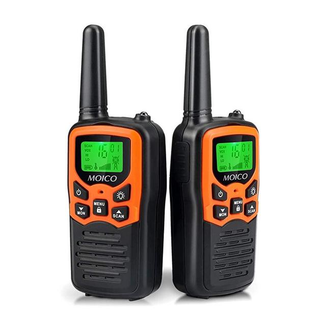 Walkie Talkies,MOICO Walkie Talkies for Adults,Walkie Talkies Long Range with 22 Channels FRS VOX LCD Display with LED Flashlight for Biking Hiking Camping(Orange)