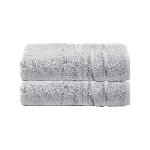 Mosobam 700 GSM Hotel Luxury Bamboo-Cotton, Bath Towels 30X58, Light Grey, Set of 2, Oversized Turkish Towels, Gray