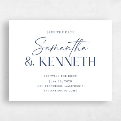 Navy, Blue Wedding Save the Date - Sidney Landscape Letterpress