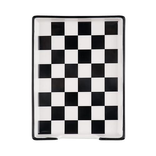 Spoon Rest,Ceramic Spoon Rest for Kitchen Counter Dishwasher Safe Marble Decor Spoon Holder for Kitchen (Large, Black&White, 1)