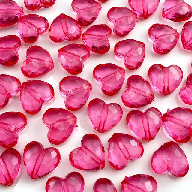 Tingoons 50 Pcs 18x16mm Acrylic Heart Shape Beads Clear Colorful Craft Beads with Hole Spacer Beads for Home Decoration DIY Craft Making Jewelry Making Bracelet Necklace Earrings(Watermelon Red)