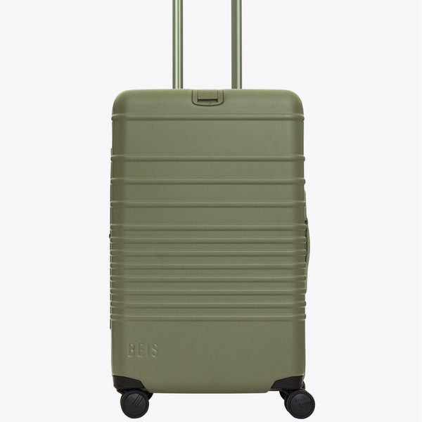 BÉIS 'The Medium Check-In Roller' in Olive - Olive Green 26" Checked Luggage & Suitcases