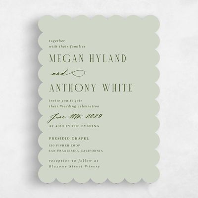 Green Scalloped Wedding Invitation - Uzes Type