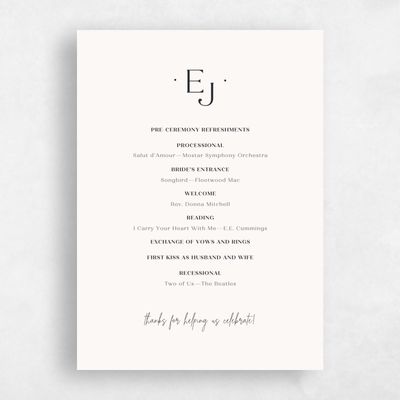 Beige Wedding Program - Bayway