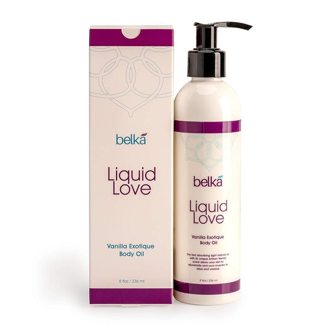 Liquid Love Vanilla Exotique Body Oil for Relaxing Massage Therapy and Sensual Couple's Massages - Made in The USA, 100% Vegan with Luscious Virgin Oils, Grape Seed, Coconut, Vitamin E, 8 floz