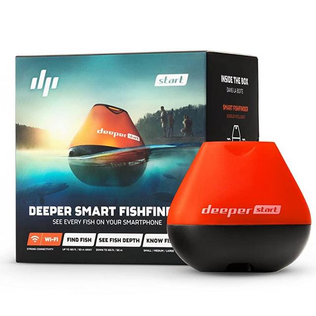 Deeper Start Smart Fish Finder - Castable Wi-Fi Fish Finder for Recreational Fishing from Dock, Shore or Bank, Black/Orange, 2.4" (DP2H10S10)