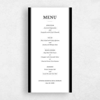 Black Wedding Menu - Weyers Letterpress