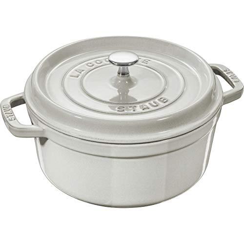 Staub Cast Iron 4-qt Round Cocotte - White Truffle