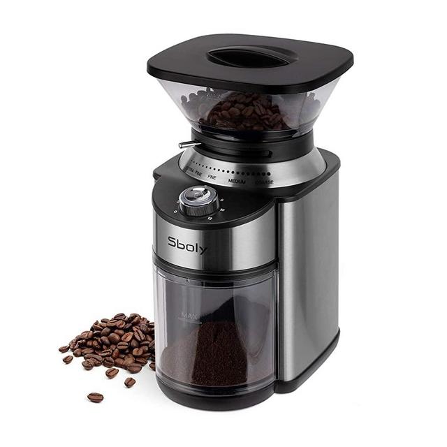 Conical Burr Coffee Grinder, Stainless Steel Adjustable Burr Mill with 19 Precise Grind Settings, Electric Coffee Grinder for Drip, Percolator, French Press, American and Turkish Coffee Makers