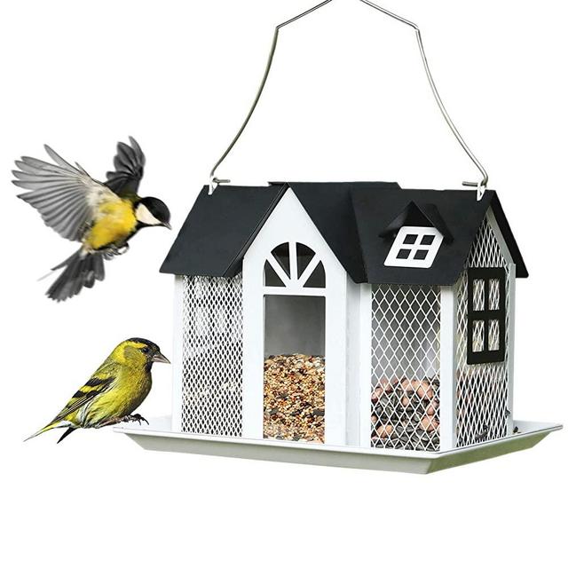 Kingsyard Bird Feeder House for Outside Metal Mesh Wild Bird Feeder Home with Triple Feeders for Finch Cardinal Weatherproof Garden Yard Outdoor Decoration, NOT Squirrel Proof
