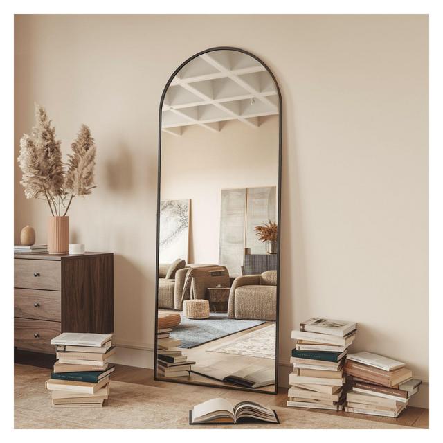 65"x22" Full Length Mirror, Wall Mirrors Hanging or Leaning Arched-Top Full Body Mirror with Stand for Bedroom, Dressing Room, Black