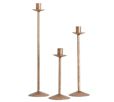 Willa Antique Gold Candlesticks, Set of 3