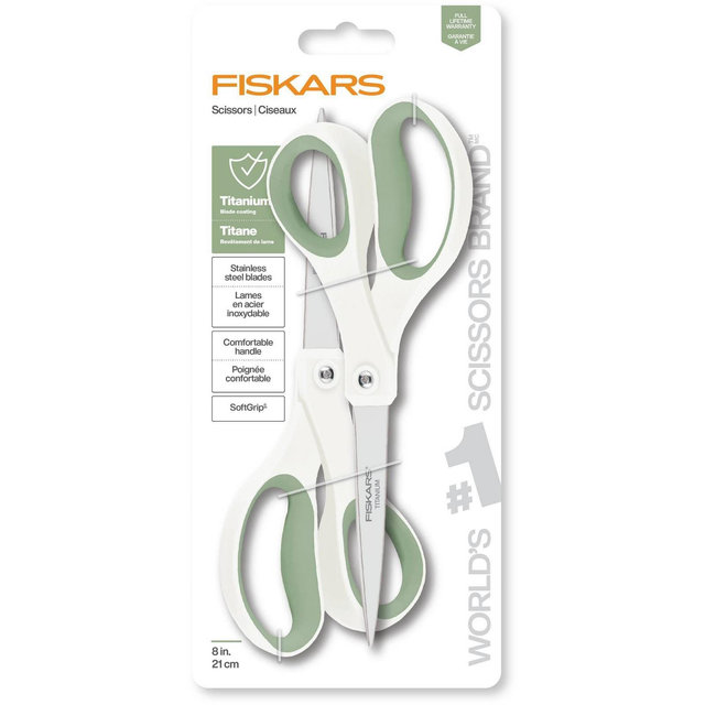 Fiskars 2pk Titanium Softgrip Scissors White
