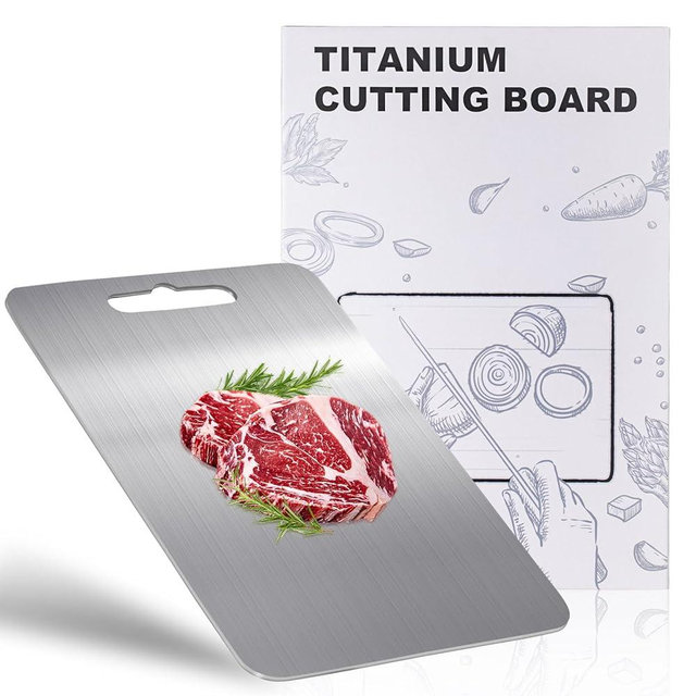 100% Titanium Cutting Board for Kitchen - Dishwasher Safe Chopping Boards with Handle, Reversible Charcuterie Board for Home Counter Outdoor Camping Housewarming Gifts for Women (16 x 11)