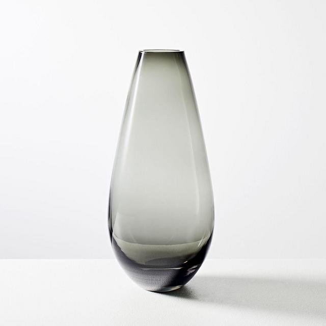 Foundations Vase, Smoke Gray, 10"h Glass Vase