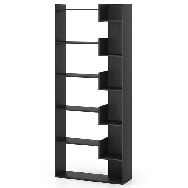 Costway 1 PCS 6-tier Bookshelf Tall Display Shelf with 11 Open Shelves 2 Anti-tipping Kits Black