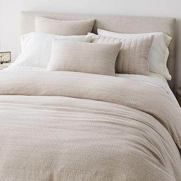 European Flax Linen Cotton Geo Jacquard Duvet Cover & Shams
