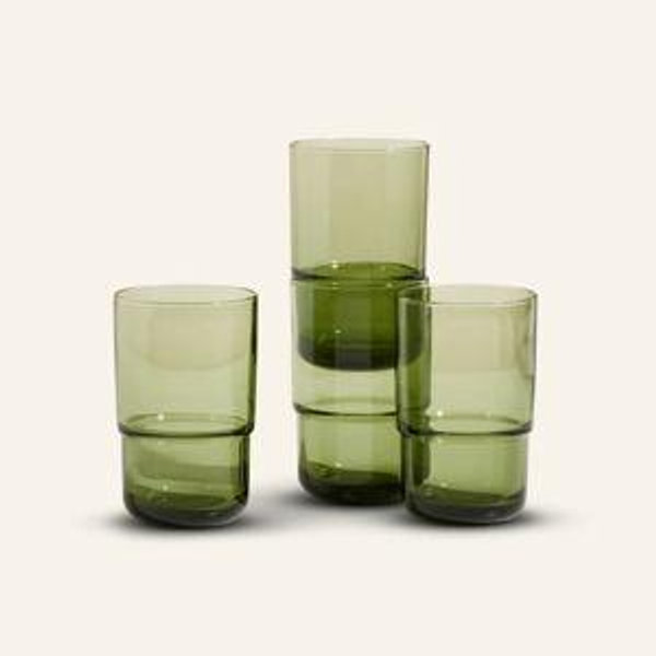 Green Tall Drinking Glasses (Night + Day Glasses)