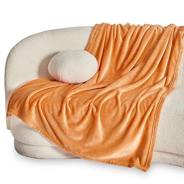 Bedsure Fleece Blanket Throw Blanket Orange - 300GSM Throw Blankets for Couch, Sofa, Bed, Soft Lightweight Plush Cozy Burnt 0range Blankets and Throws for Toddlers, Kids