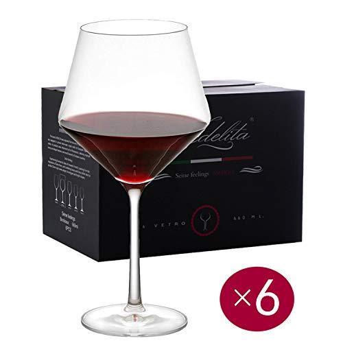 Red Wine Glasses,Set of 6,Hand Blown,Lead Free Titanium Crystal Glass,15-Ounces,Burgundy,Long Stem,for Daily,Hotel Use,Gifts