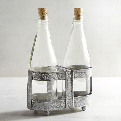 Galvanized Weave Oil & Vinegar Bottle Set