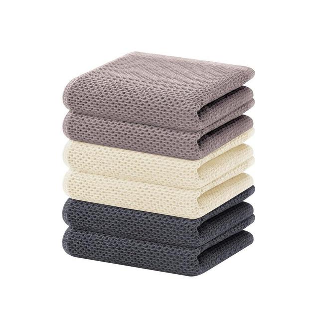 Homaxy 100% Cotton Waffle Weave Kitchen Dish Towels, Ultra Soft Absorbent Quick Drying Cleaning Towel, 13 x 28 Inches, 6-Pack, Mixed Color