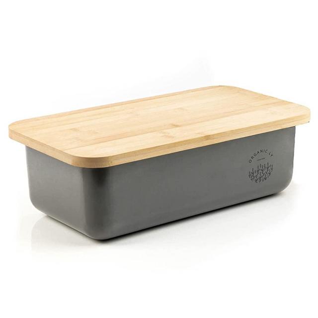 Bread Box for Kitchen Countertop - Large Storage Container and Bread Holder Bin - Rustic Farmhouse Feel and Counter Decor Aesthetic - Bamboo Wood Lid Fits Perfectly on Breadbox Saver and Keeper