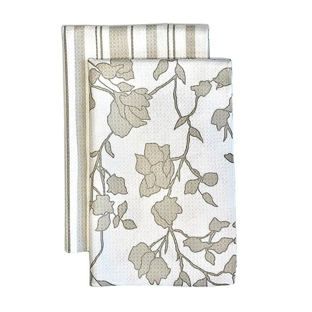 Trig Kitchen Towel. Tea Towel. Dish Cloth. Double Sided Design. Quick Dry Waffle Weave Microfiber. Highly Absorbent. Designer Prints. Modern. 2 Pack. Aspen