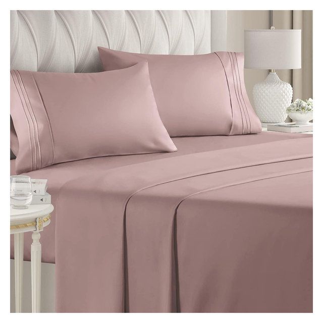 CGK Linens 4 Piece Deep Pocket Microfiber Sheet Set in Mauve, Size King