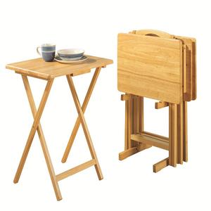 PJ Wood TV Tray Tables 5 PC in Natural Color made of solid wood