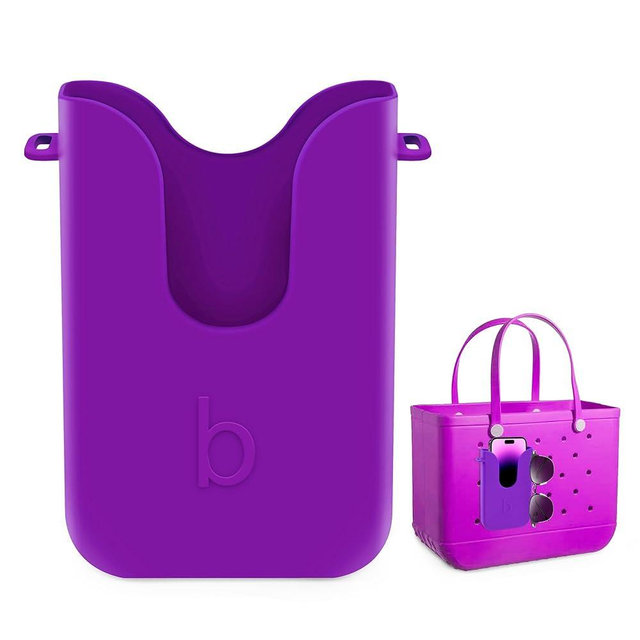Silicone Phone Holder for Bogg Bags, Compatible Phone Case Attachment, Beach Tote Bag Accessory – Ideal Holder for Bogg & Similar Beach Bags (Purple)
