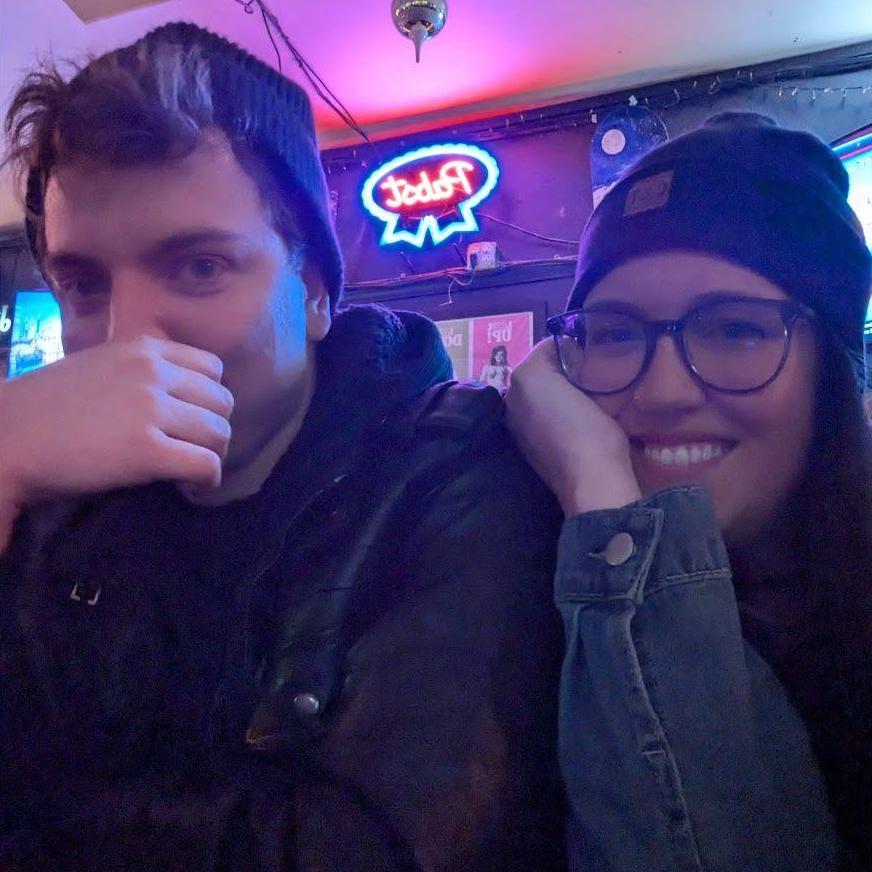 The first few of MANY pictures of us with friends at the D #regulars (December 31st, 2024)