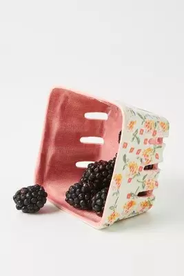 Floral Ceramic Berry Basket