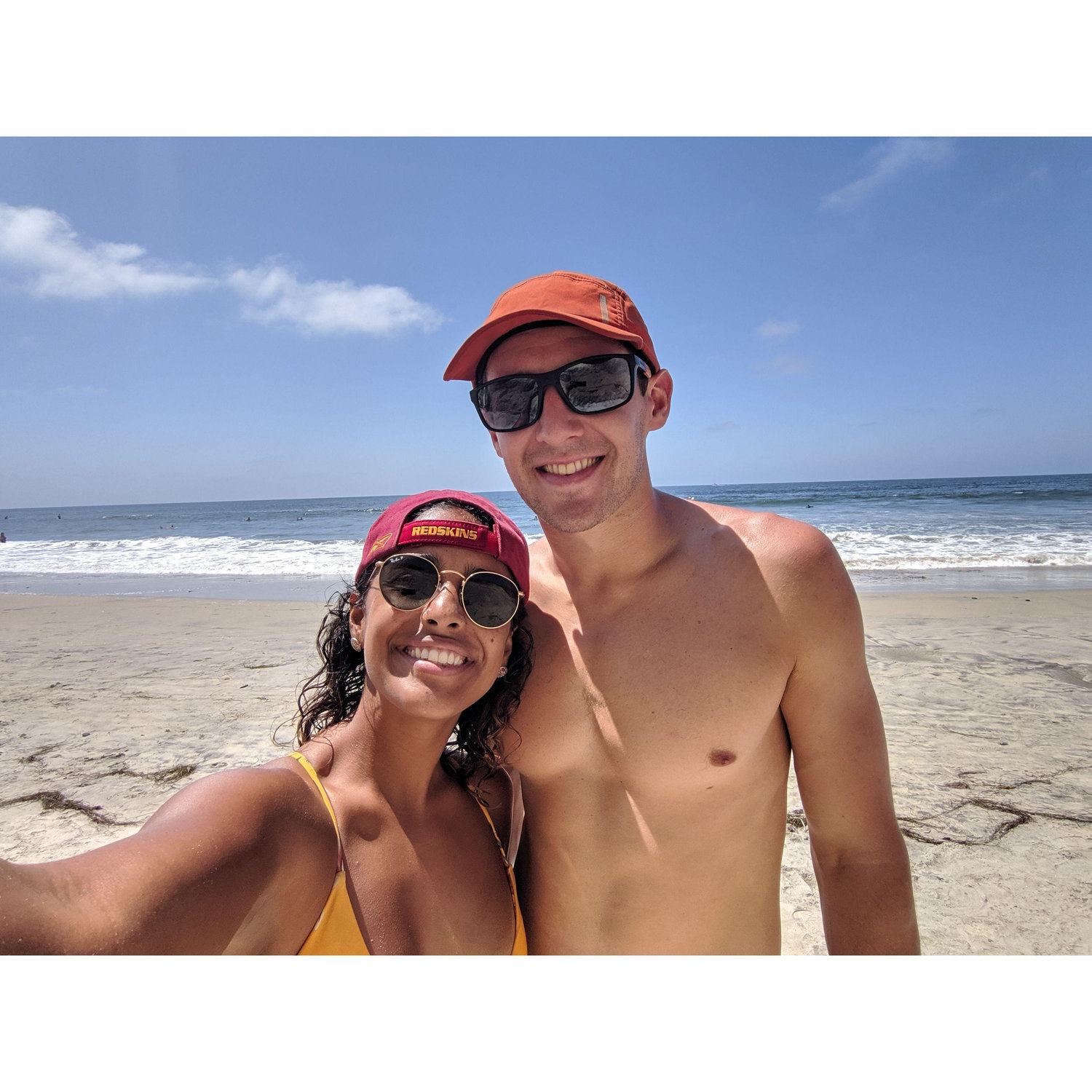 August 2019. Enjoying the sun during our weeks-long California surf road trip.