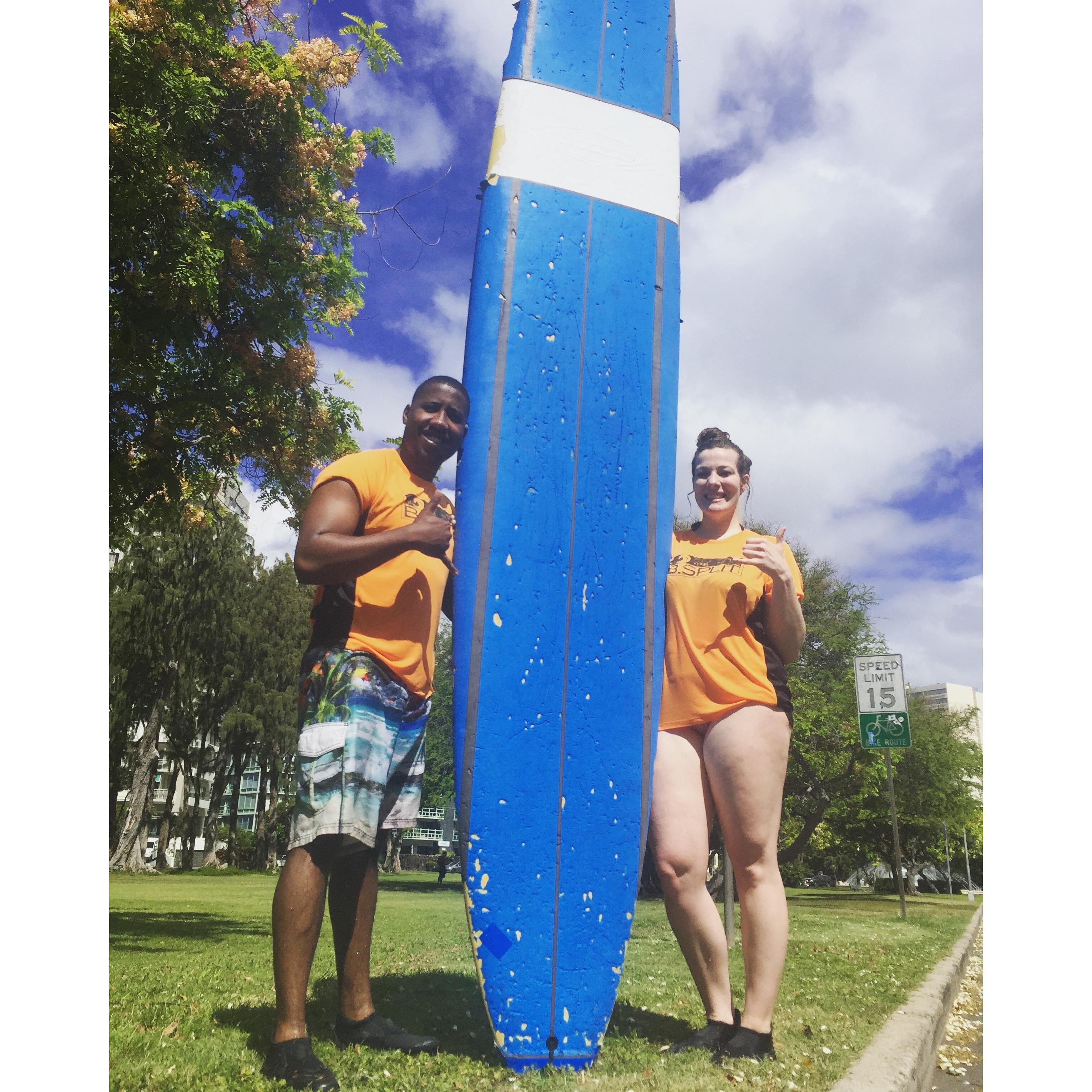 First surfing lesson.