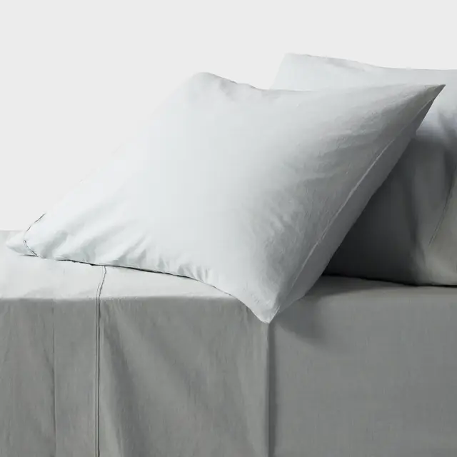 Full 250 Thread Count Organic Percale Sheet Set Blue Chambray - Threshold™: GOTS Certified, Teen & All Ages, 4-Piece