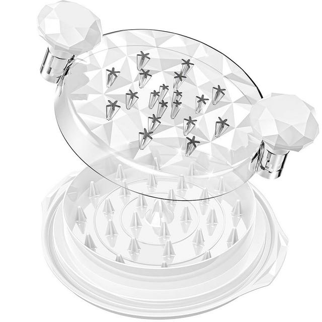 Chicken Shredder Ergonomic Handle Meat Grinder Anti-Slip Chicken Shredder Tool Twist with Brush Chicken Shredder Tool Twist BPA Free Transparent Lid Chicken Shredder Twist Dishwasher-safe White